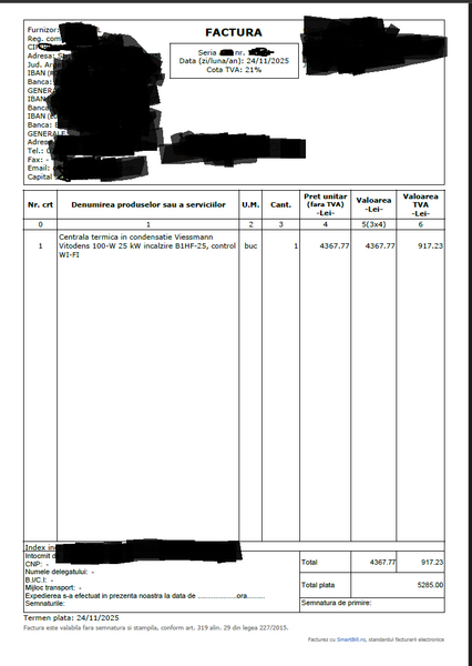 Centrala termica Viessmann Vitodens 100-W incalzire B1HF-25,WIFI, NOUA